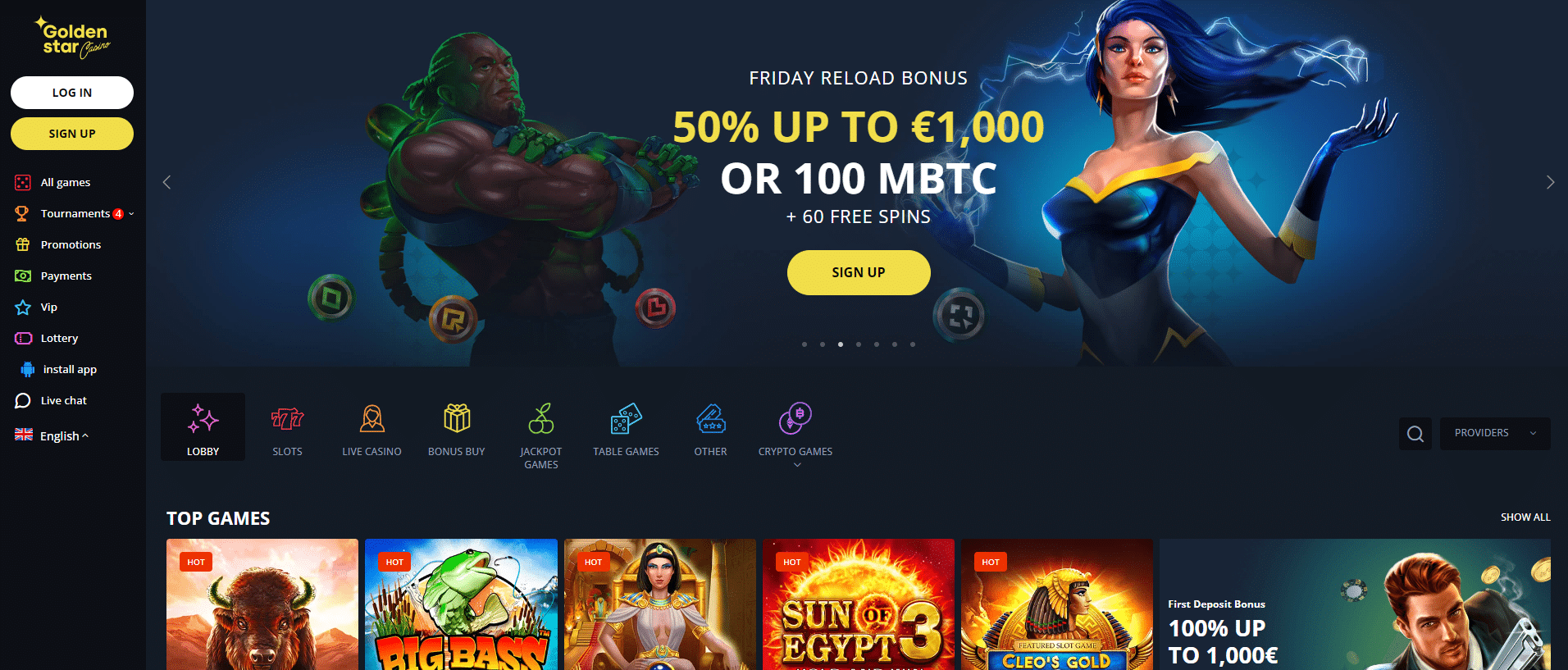 Golden Star Casino Review » 100% Up To $1000 + 100FS